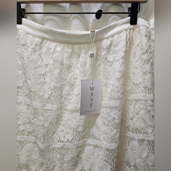 NWT WAYF white scalloped lace lined midi skirt size large - Picture 2 of 6
